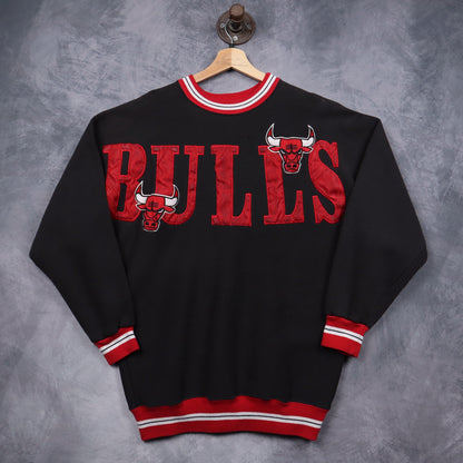 90s Black Chicago Bulls Embroidered Sweatshirt 5113