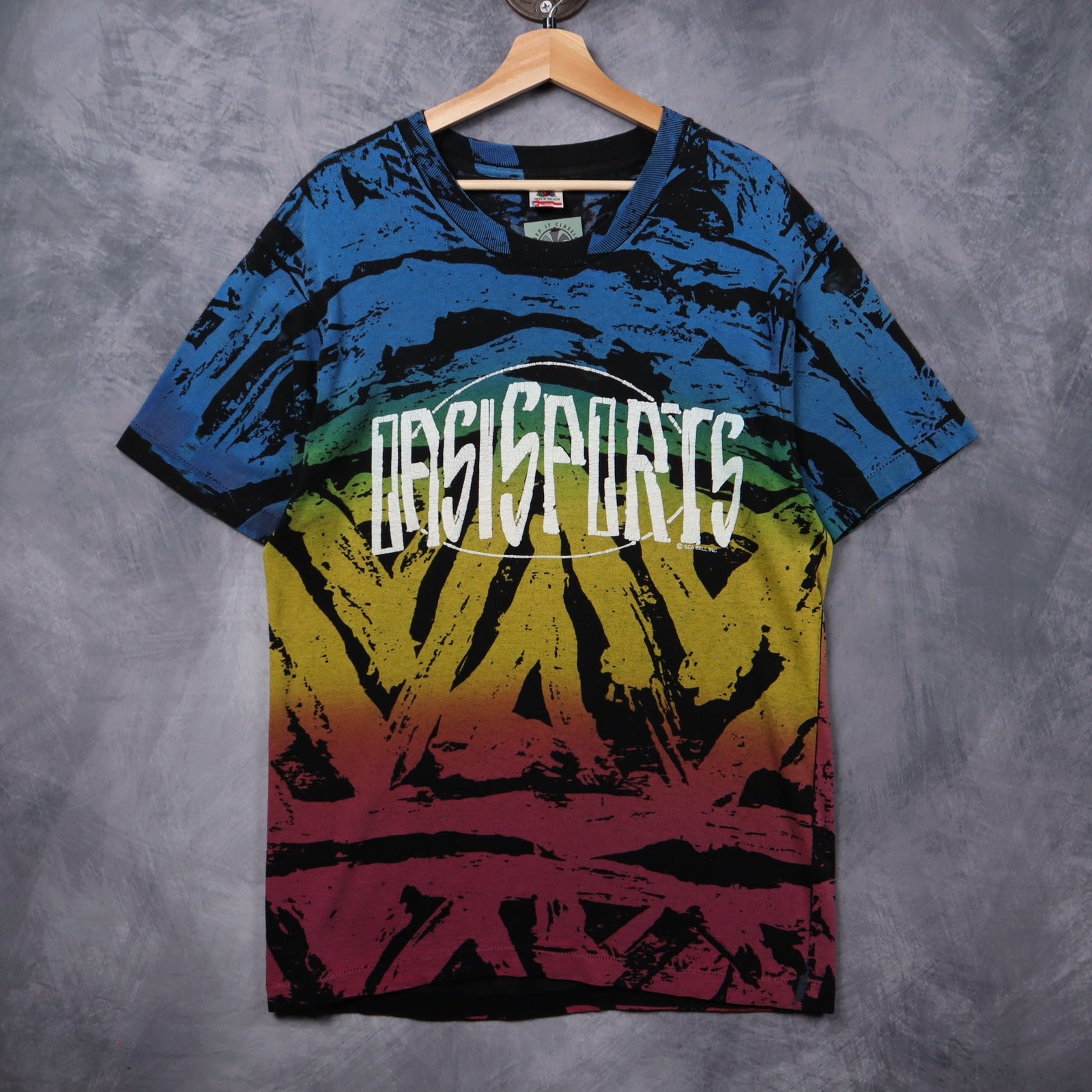 90s Rainbow Oasis Sports All Over Print Shirt 5415