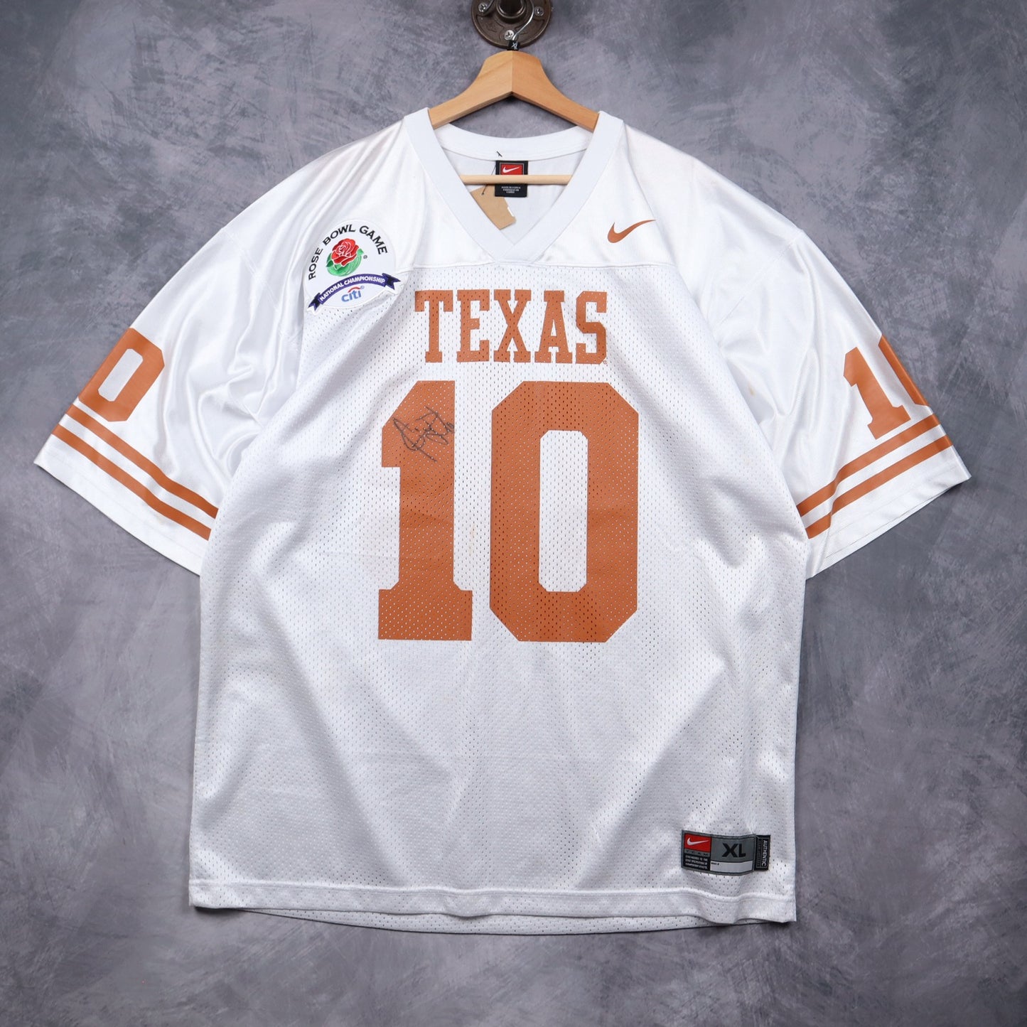 00s White Texas Longhorns Nike Rose Bowl #10 Football Jersey 5816