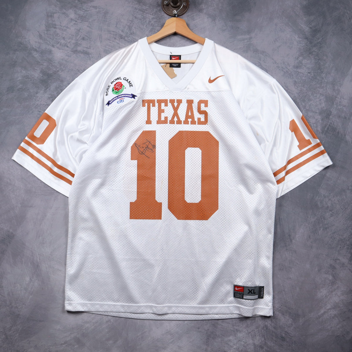 00s White Texas Longhorns Nike Rose Bowl #10 Football Jersey 5816