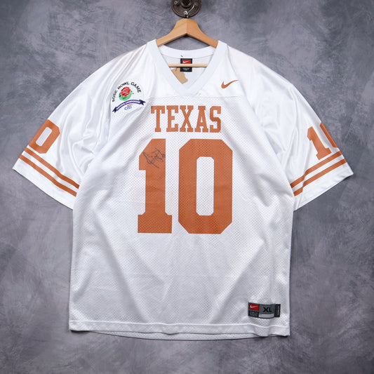 00s White Texas Longhorns Nike Rose Bowl #10 Football Jersey 5816