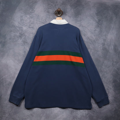 90s Navy Polo Ralph Lauren Striped Rugby Shirt 4912