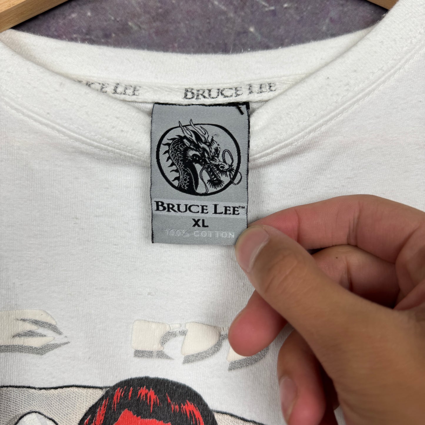 Early 00s White Bruce Lee The Mind Graphic Shirt XL 0842