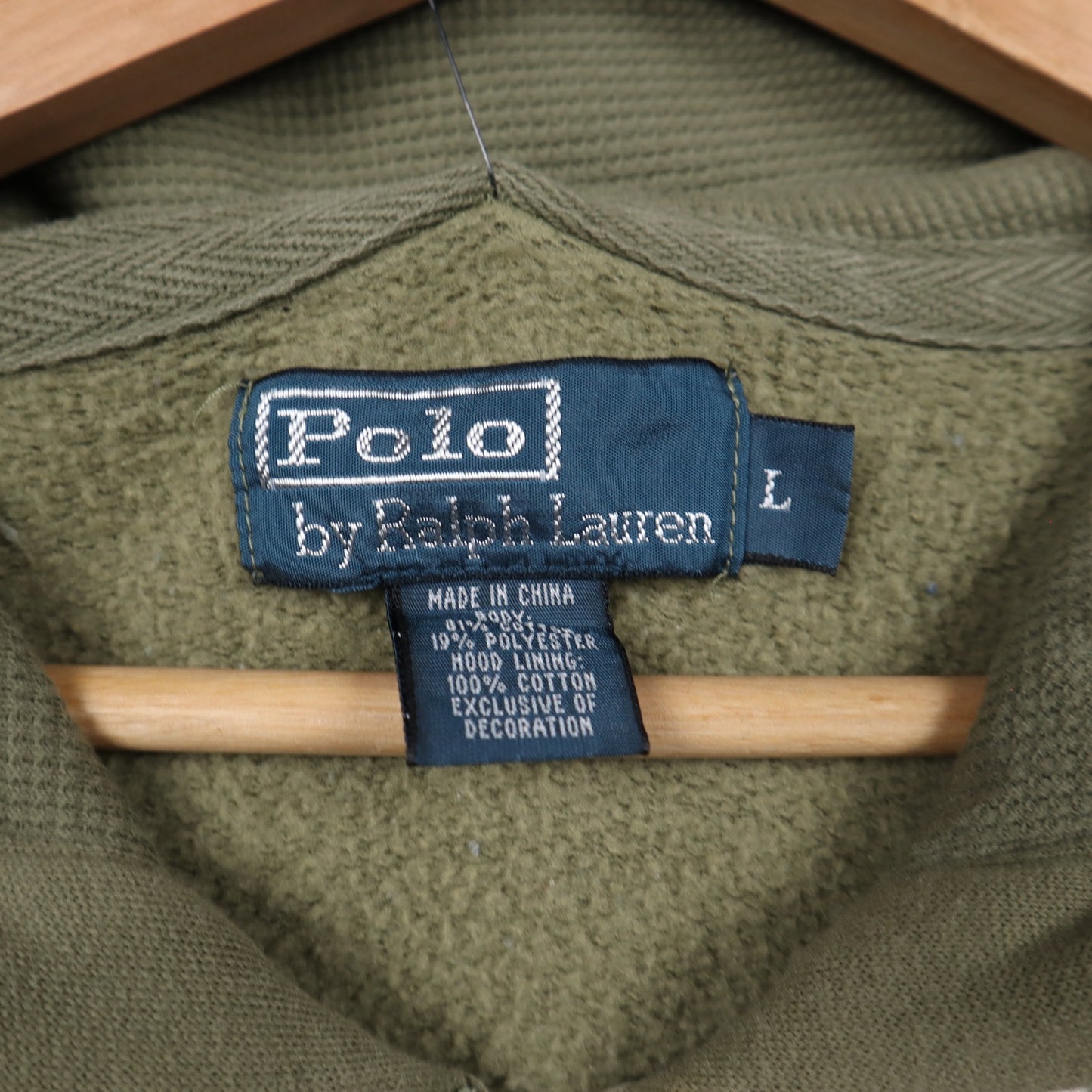 90s Olive Green Polo Ralph Lauren Essential Zip Up Hoodie 4697