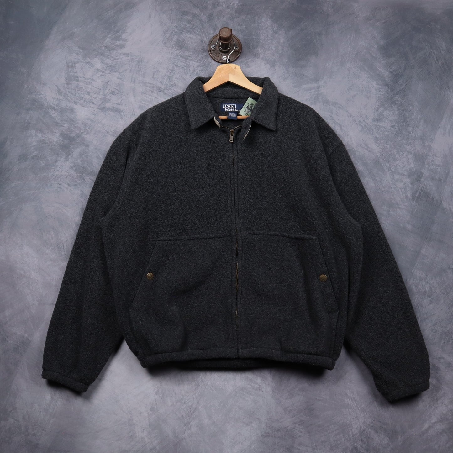 90s Dark Grey Polo Ralph Lauren Fleece Zip Jacket 5468