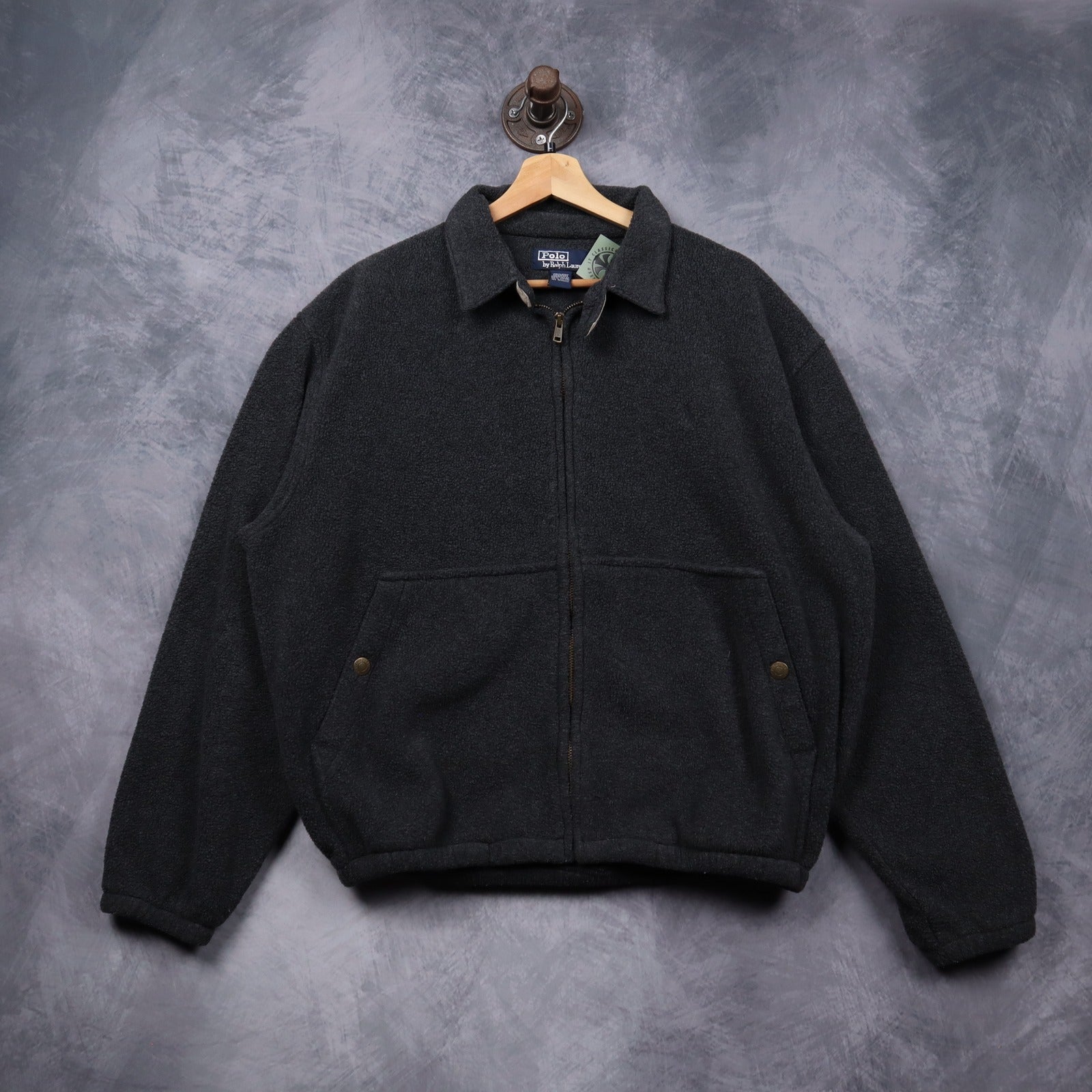 90s Dark Grey Polo Ralph Lauren Fleece Zip Jacket 5468