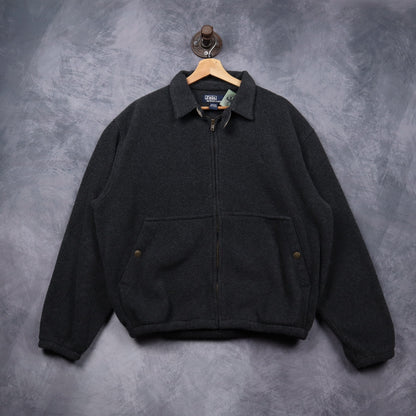 90s Dark Grey Polo Ralph Lauren Fleece Zip Jacket 5468