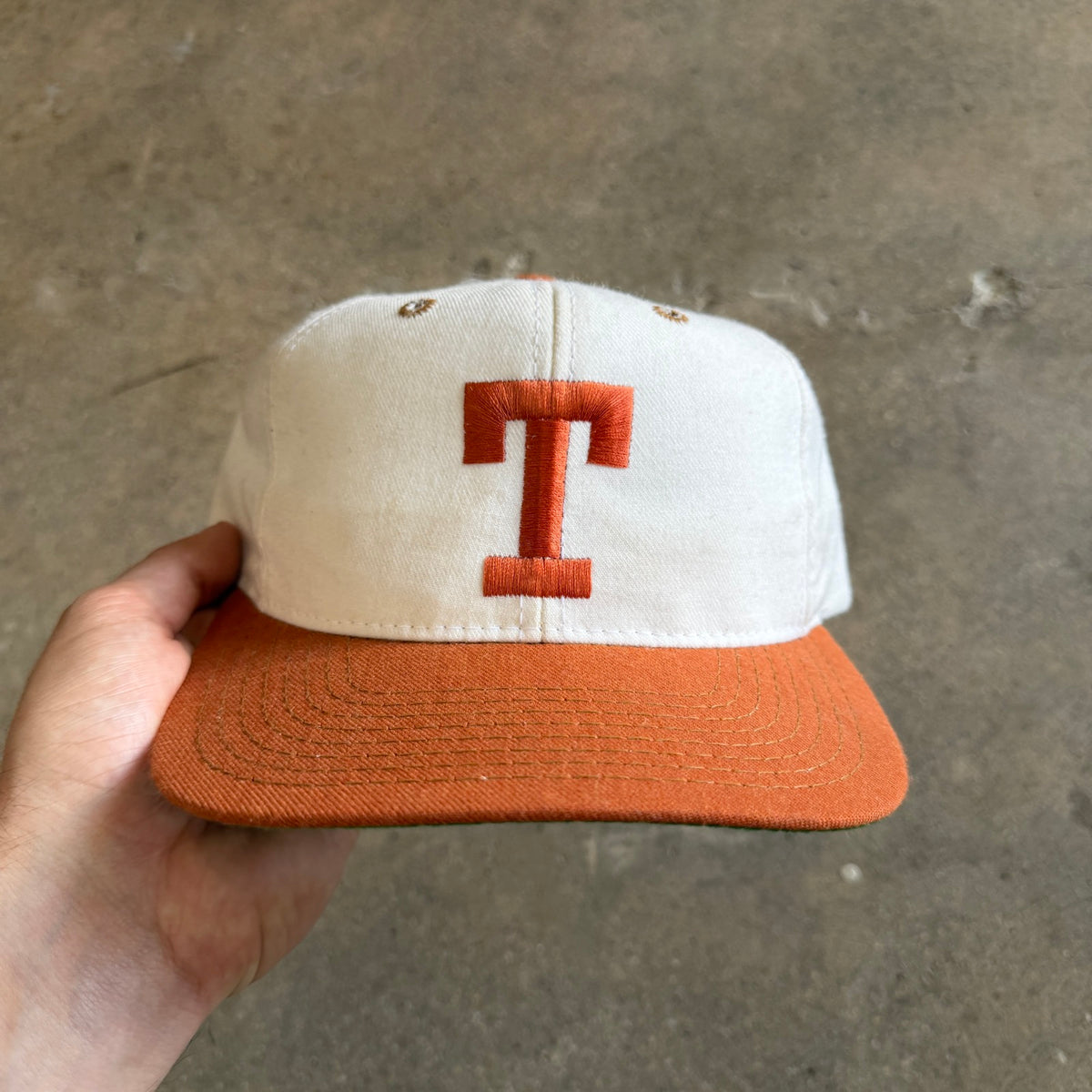 90s White Texas Longhorns The Game Fitted Hat 5796