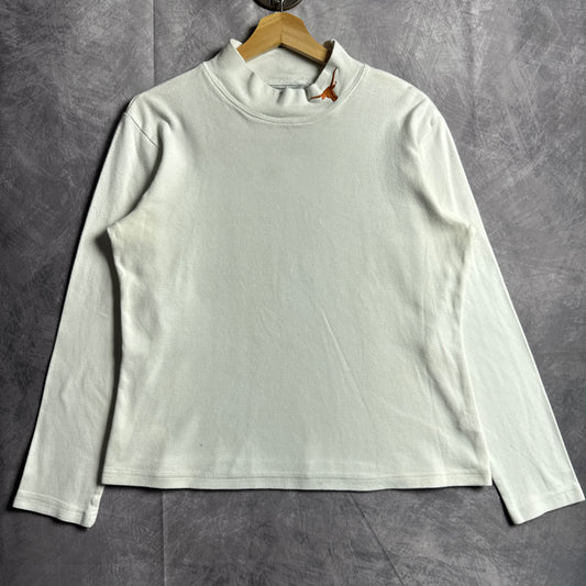 00s White Texas Longhorns Turtle Neck Long sleeve Shirt 4487