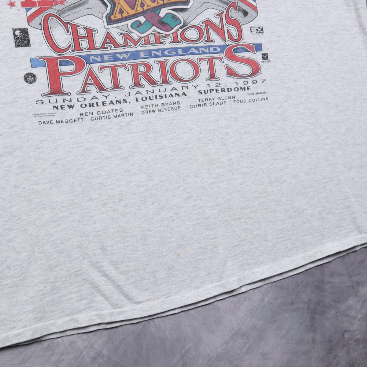 1997 Grey New England Patriots AFC Champions Super Bowl XXXI Shirt 6702