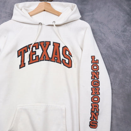 90s White Texas Longhorns Hoodie 5624