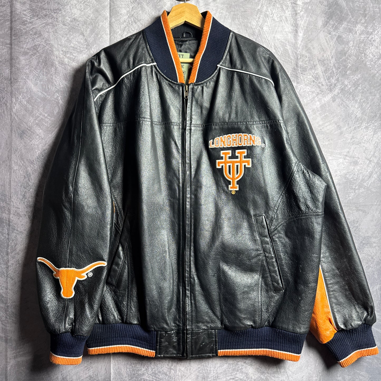 90s Black Texas Longhorns Leather Jacket 4584