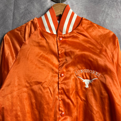 80s Orange Texas Longhorns Satin Bomber Jacket 4471