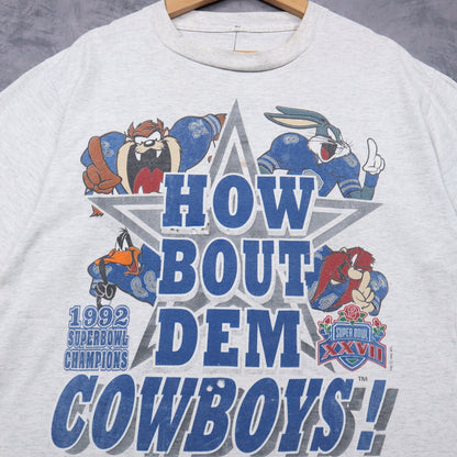 1992 Grey Dallas Cowboys Looney Tunes How Bout Dem Cowboys Shirt 6707