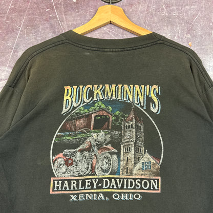 90s Faded Black Harley Davidson Long Sleeve Shirt 3041