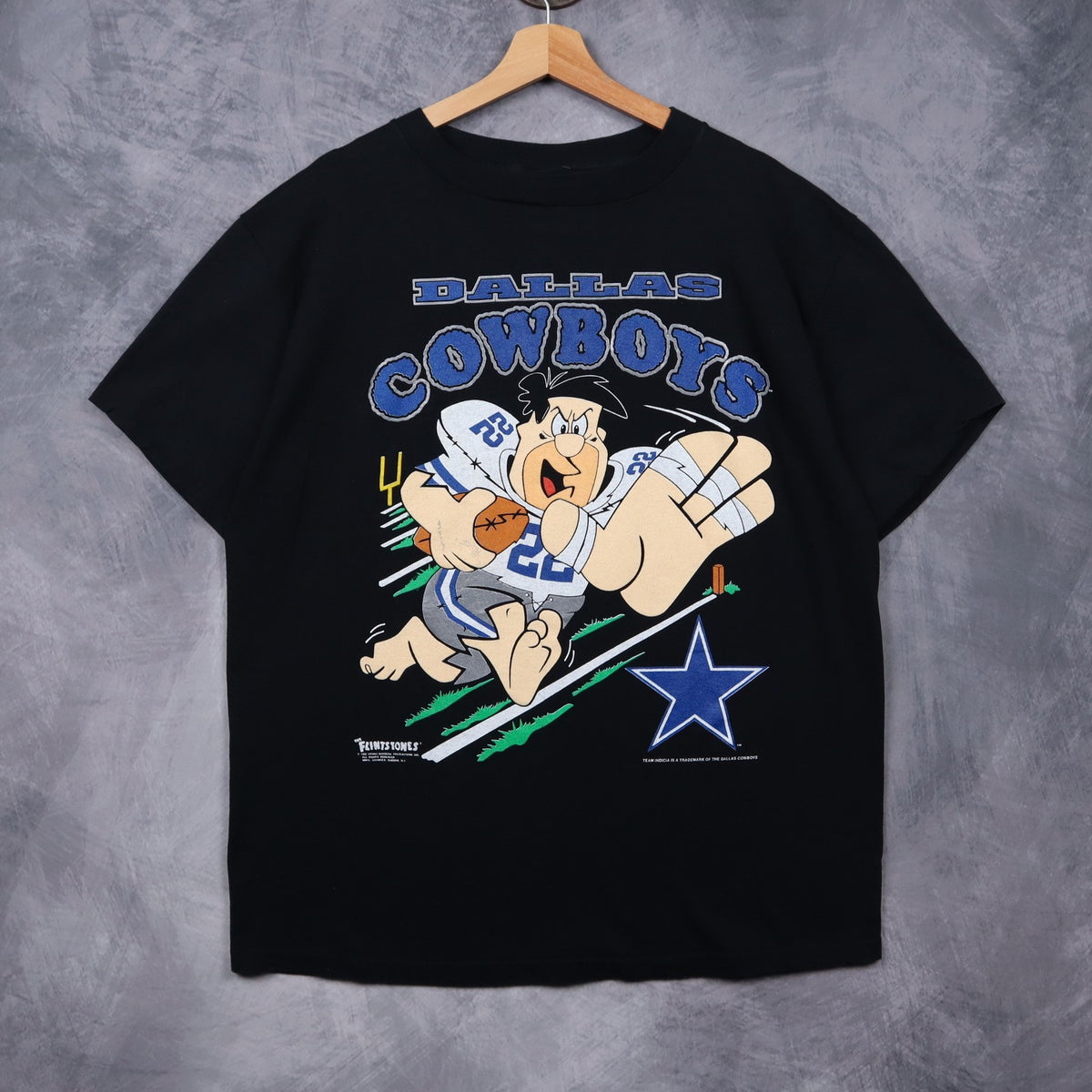 1993 Black Dallas Cowboys Flintstones Fred Shirt 6740