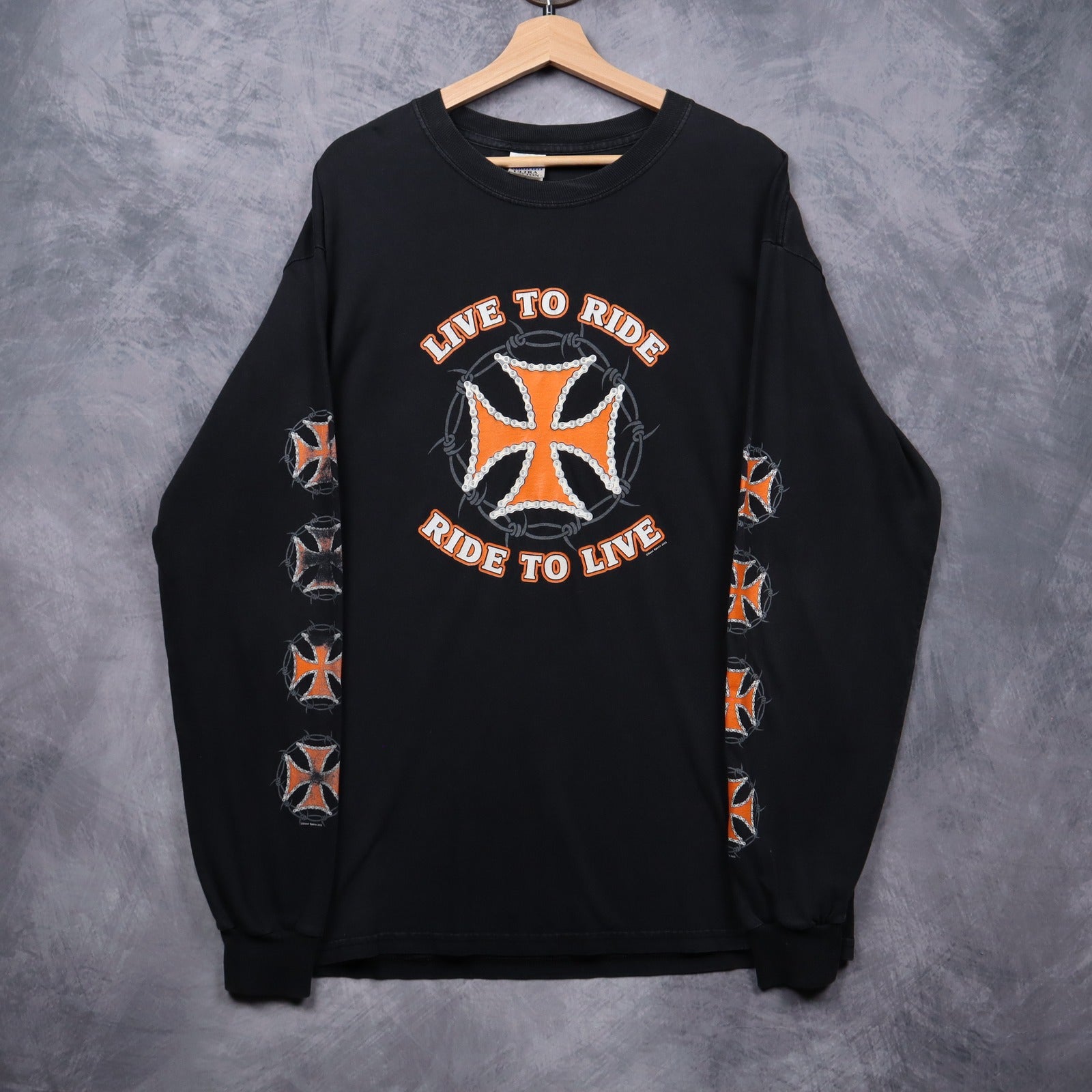 00s Black Live To Ride Chopper Long Sleeve Shirt 4991