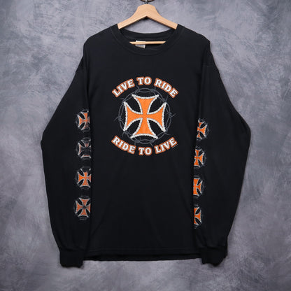 00s Black Live To Ride Chopper Long Sleeve Shirt 4991