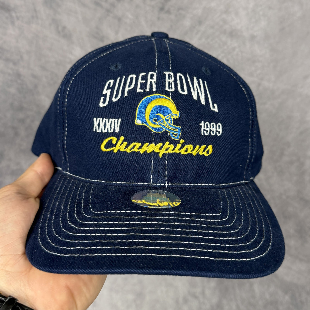1999 Navy Blue St. Louis Rams Super Bowl XXXIV Champions Hat 6882