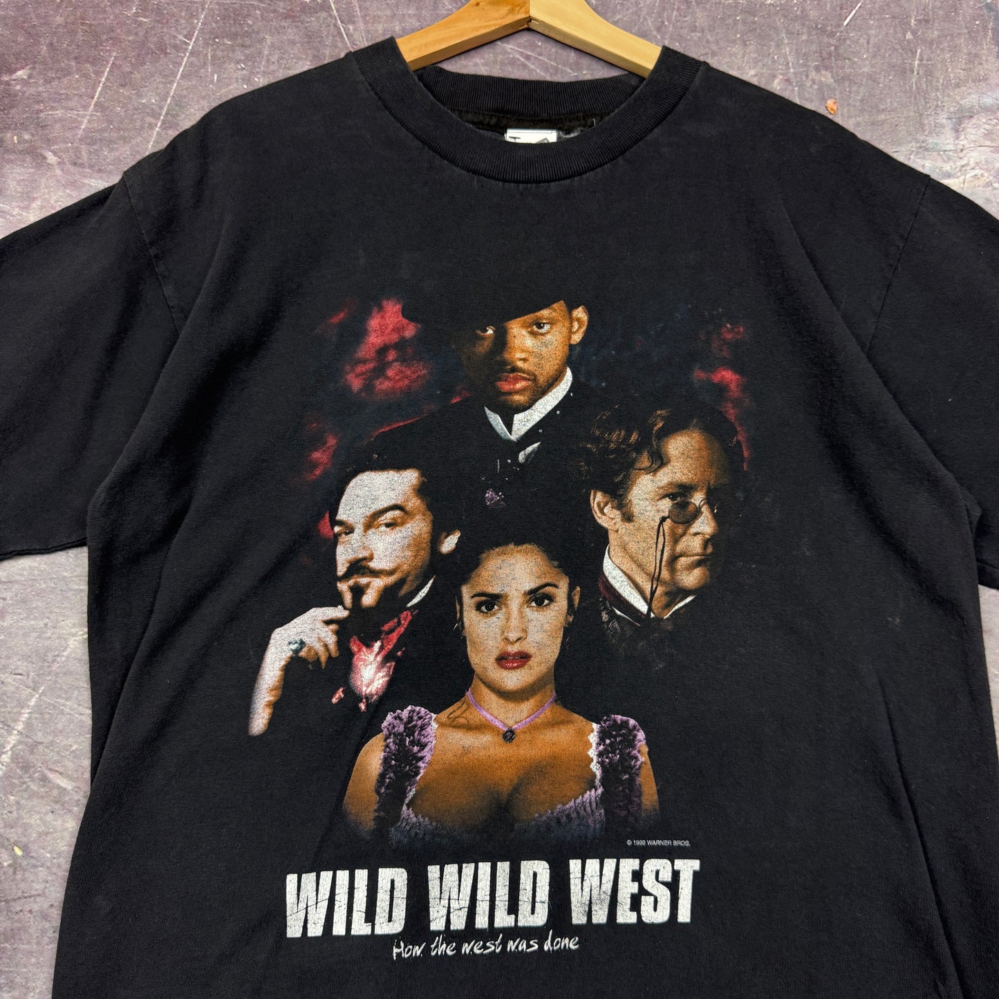 1999 Black Wild Wild West Will Smith Movie Promo Graphic Shirt L 0852