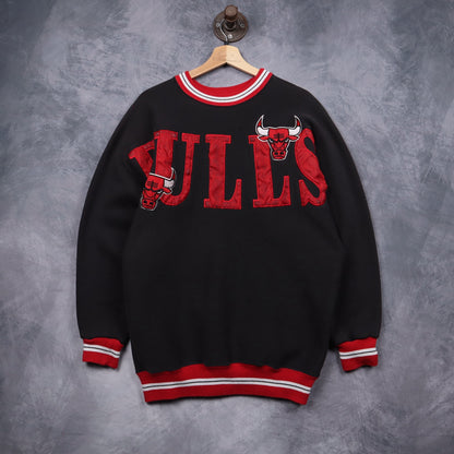 90s Black Chicago Bulls Embroidered Sweatshirt 5113