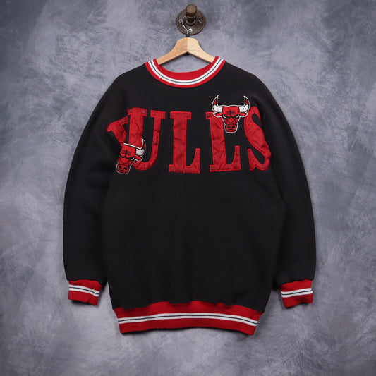 90s Black Chicago Bulls Embroidered Sweatshirt 5113