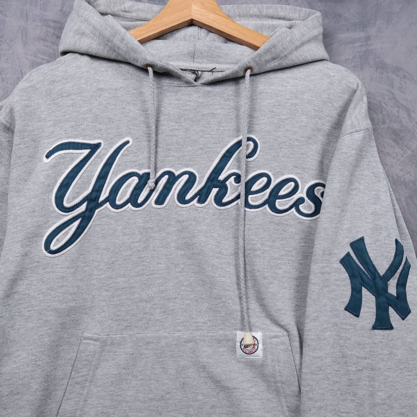 90s Grey New York Yankees Script Hoodie 5542
