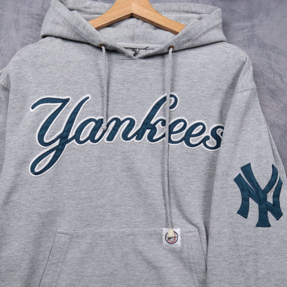 90s Grey New York Yankees Script Hoodie 5542