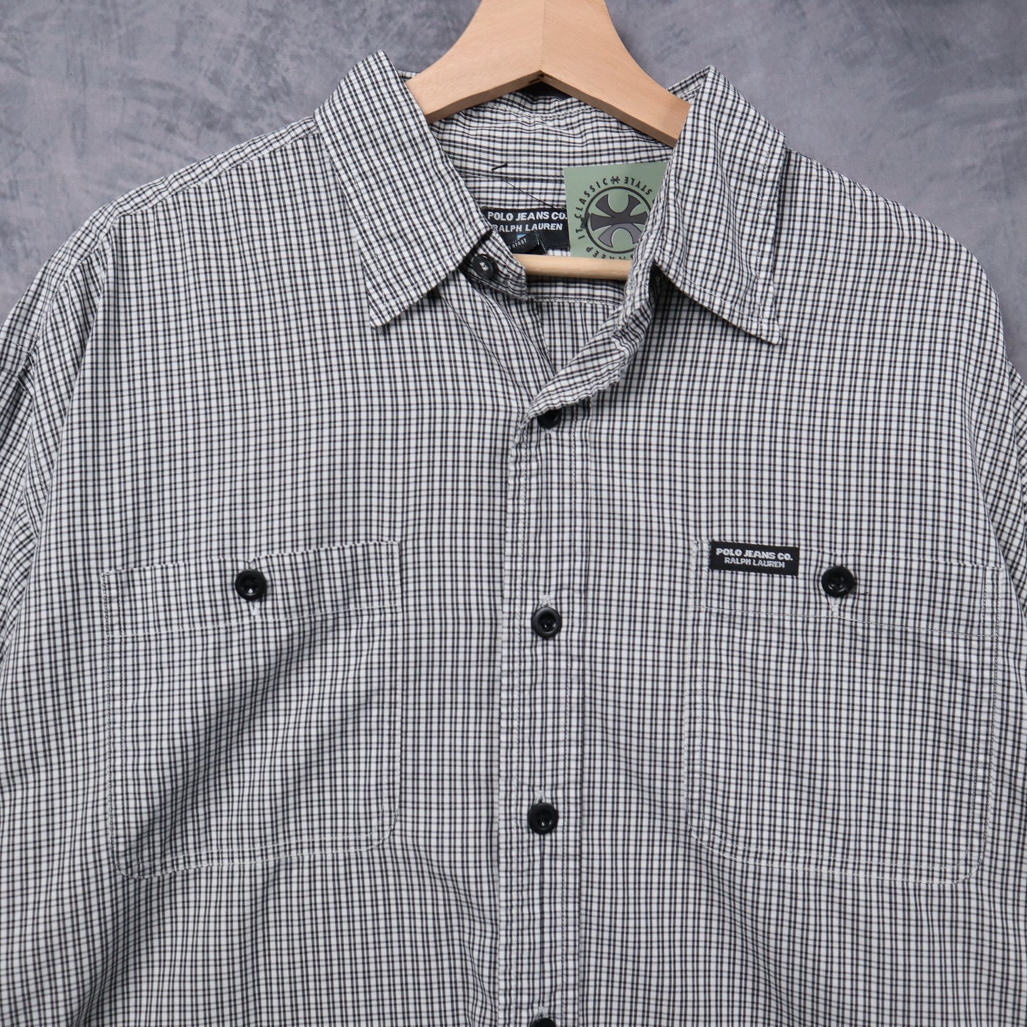 Early 2000s Black and White Polo Jeans Co. Ralph Lauren Check Long Sleeve Button Up Shirt 5429