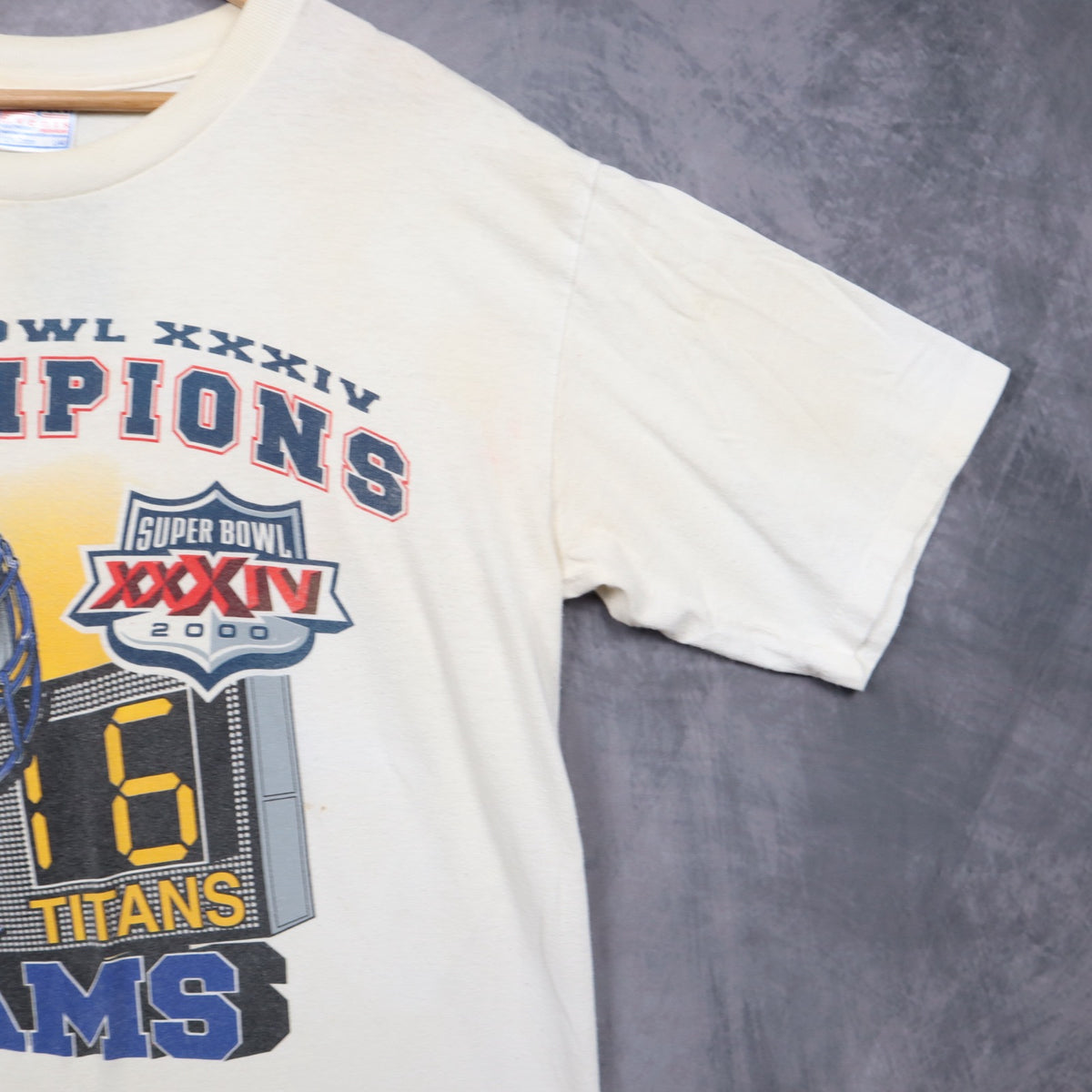 2000 Cream St. Louis Rams Super Bowl XXXIV Champions Shirt 6681