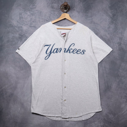 90s Heather Grey New York Yankees Majestic Button Up Jersey 5352