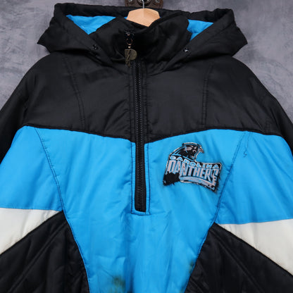 90s Black Carolina Panthers Pro Player Puffer Jacket 6522