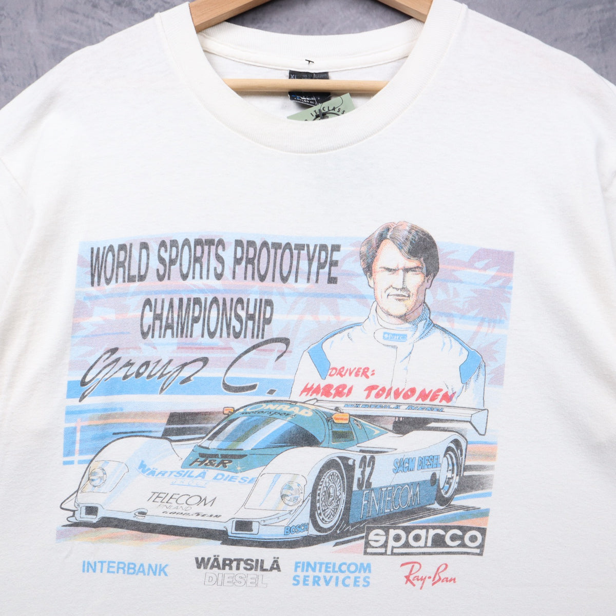 90s White World Sports Prototype Championship Group C Racing Shirt 7252
