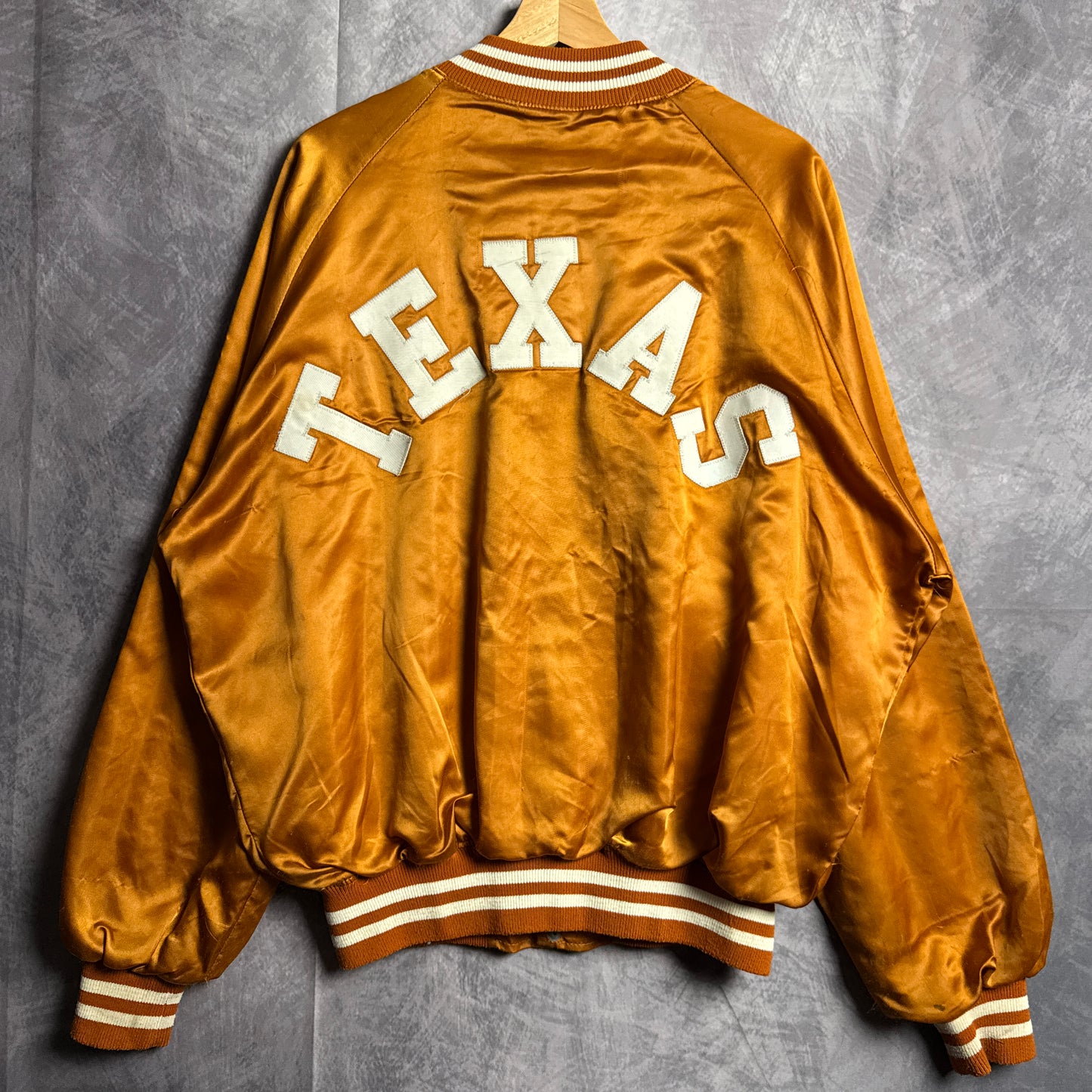 80s Orange Texas Longhorns Satin Bomber Jacket 4457