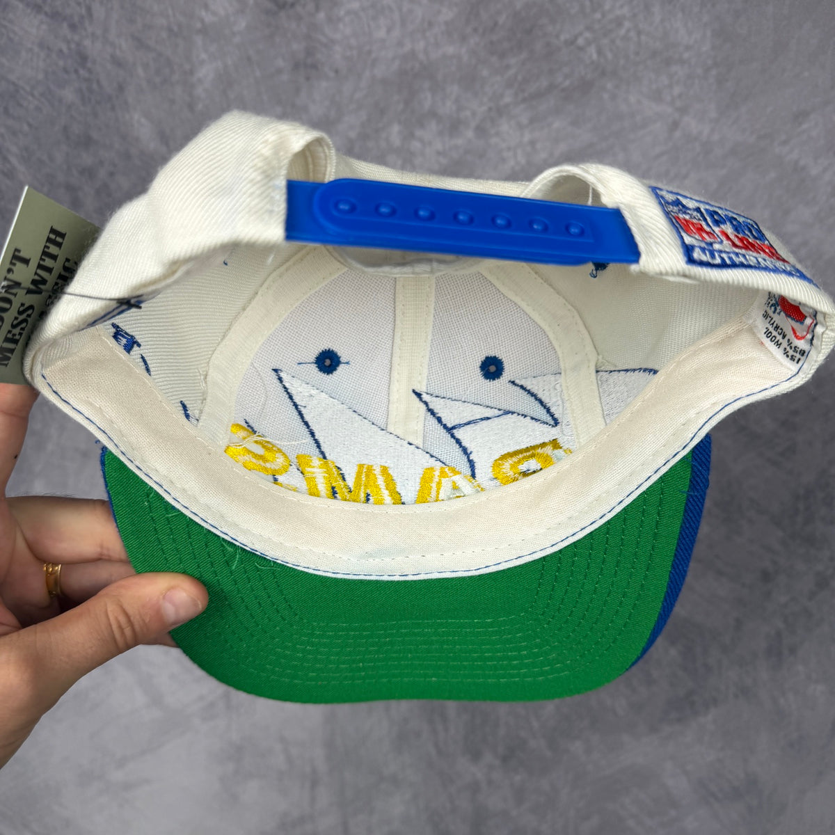 90s White Los Angeles Rams Logo Athletic Sharktooth Snapback Hat 6802