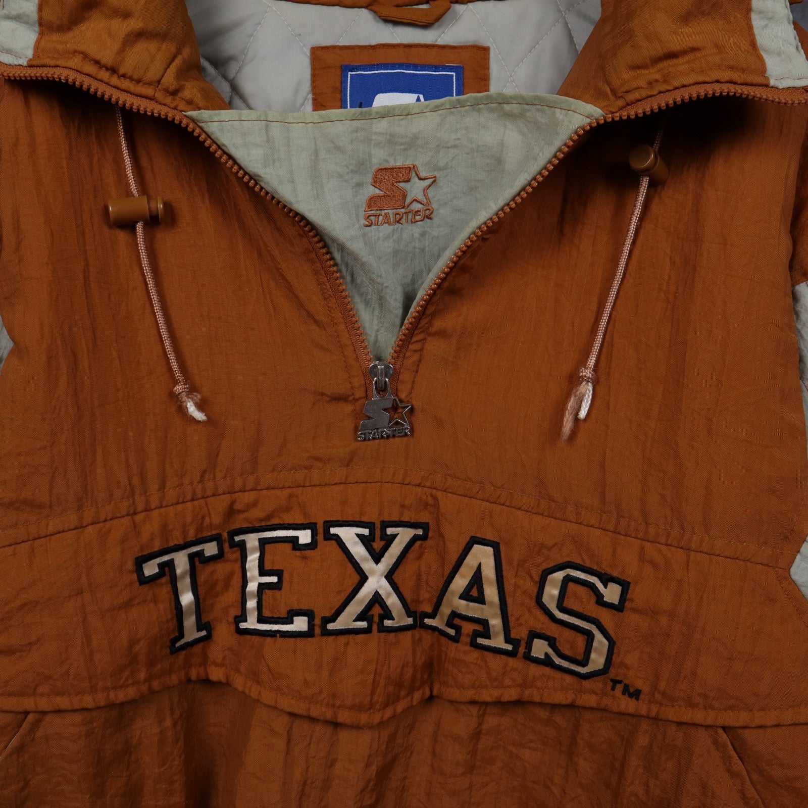 90s Burnt Orange Texas Longhorns Starter Hooded Pullover Jacket 5928