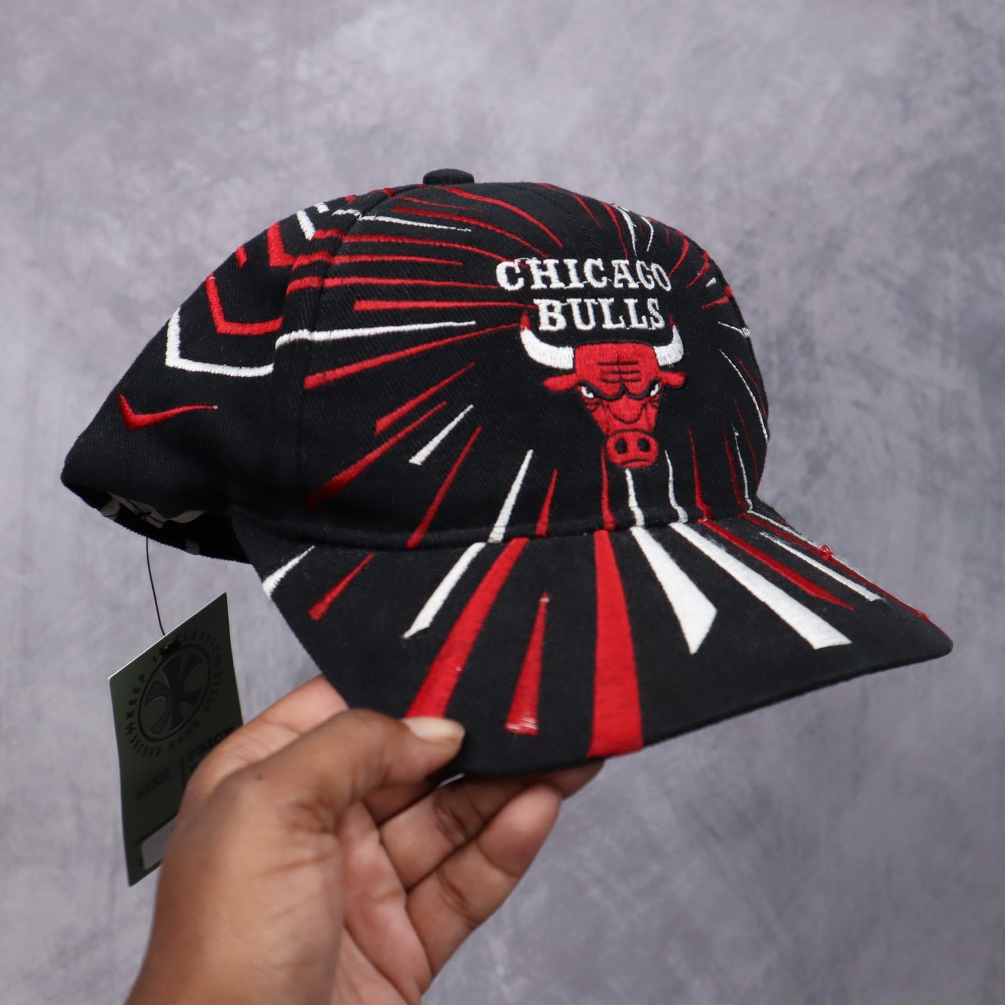 90s Black Chicago Bulls Shockwave Snapback Hat 5514