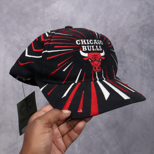 90s Black Chicago Bulls Shockwave Snapback Hat 5514