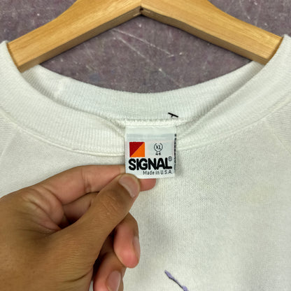 1987 White Whitney Houston Moment of Truth World Tour Graphic Crewneck Sweatshirt L 2916