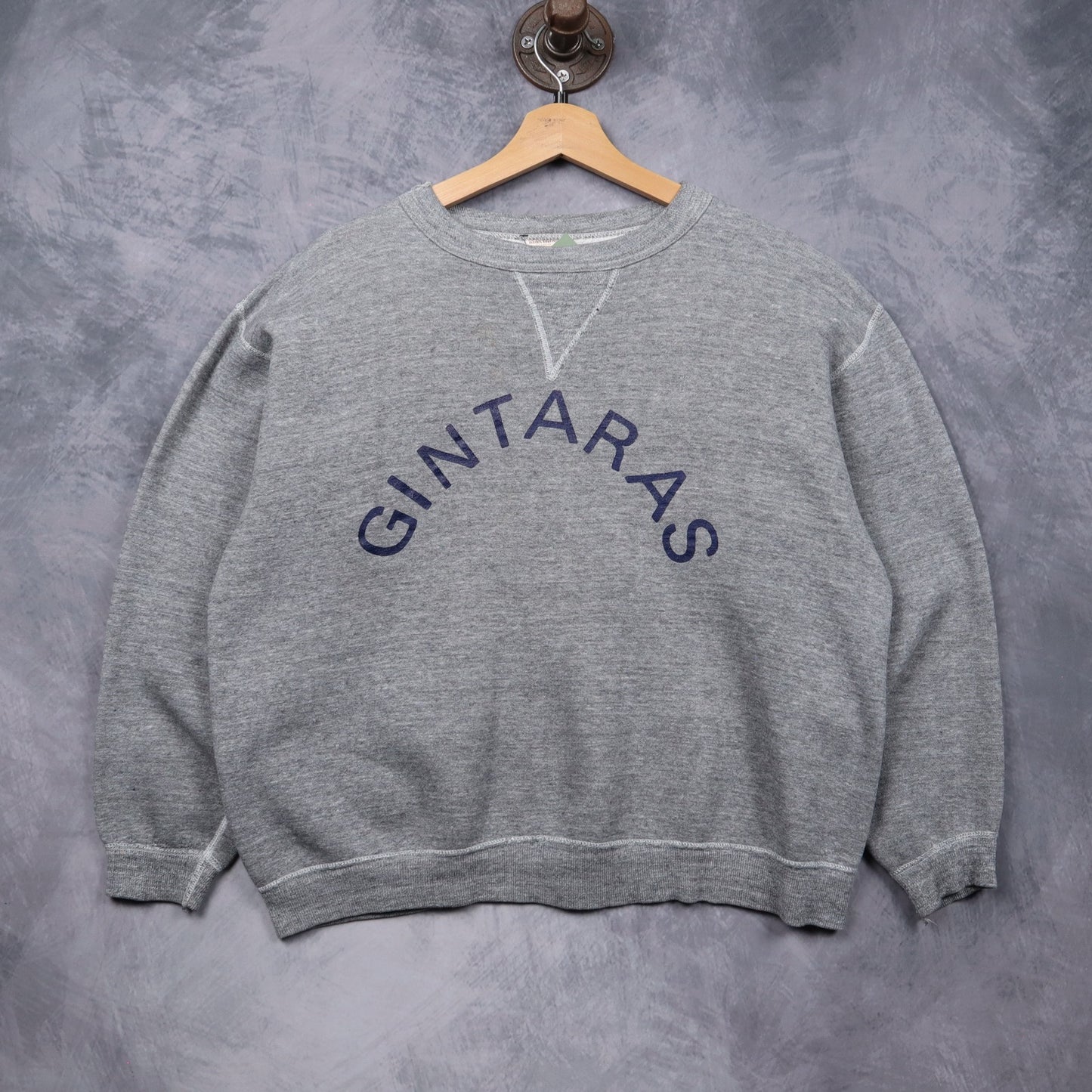 60s Grey Gintaras Russell Athletic Single V Crewneck Sweatshirt 5576