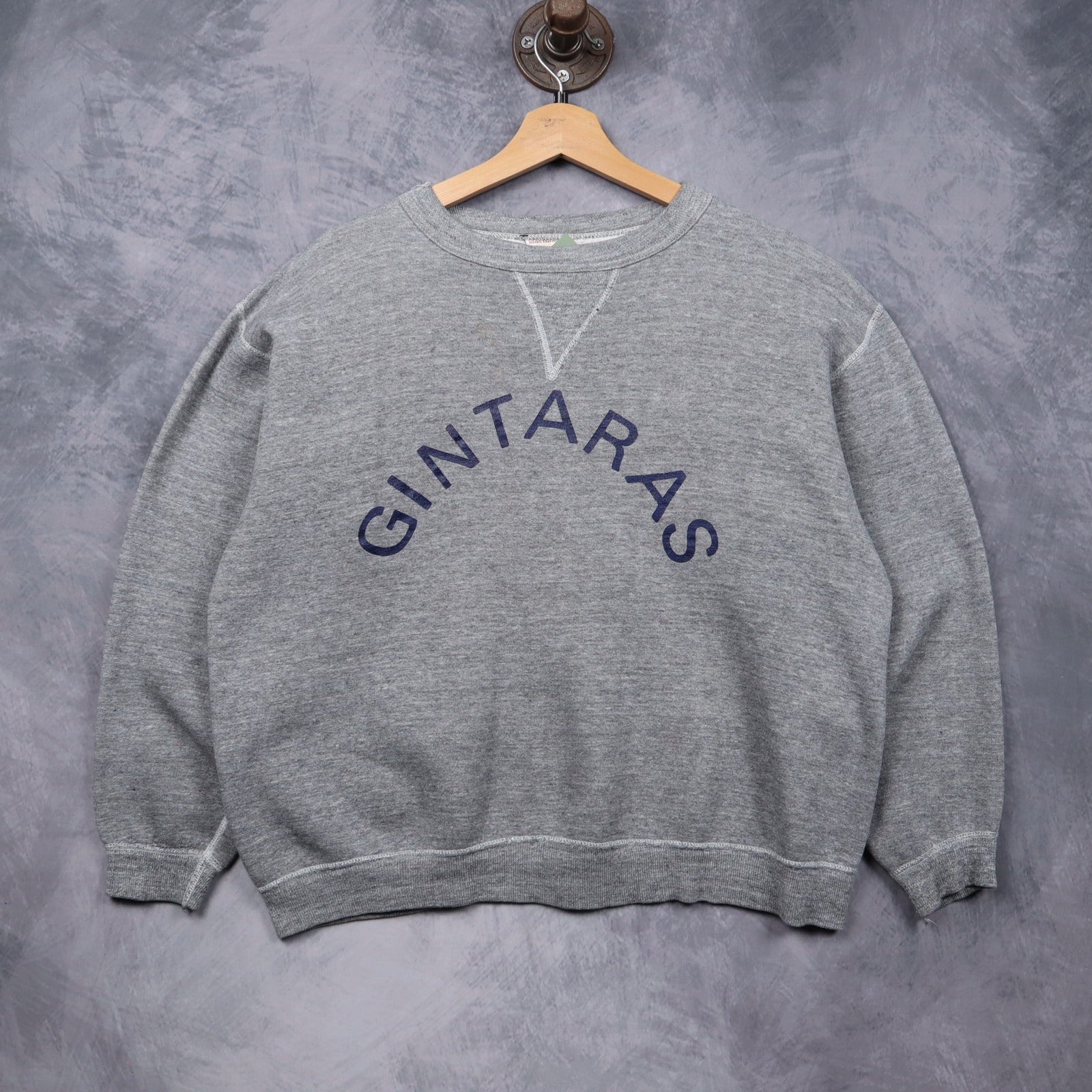 60s Grey Gintaras Russell Athletic Single V Crewneck Sweatshirt 5576