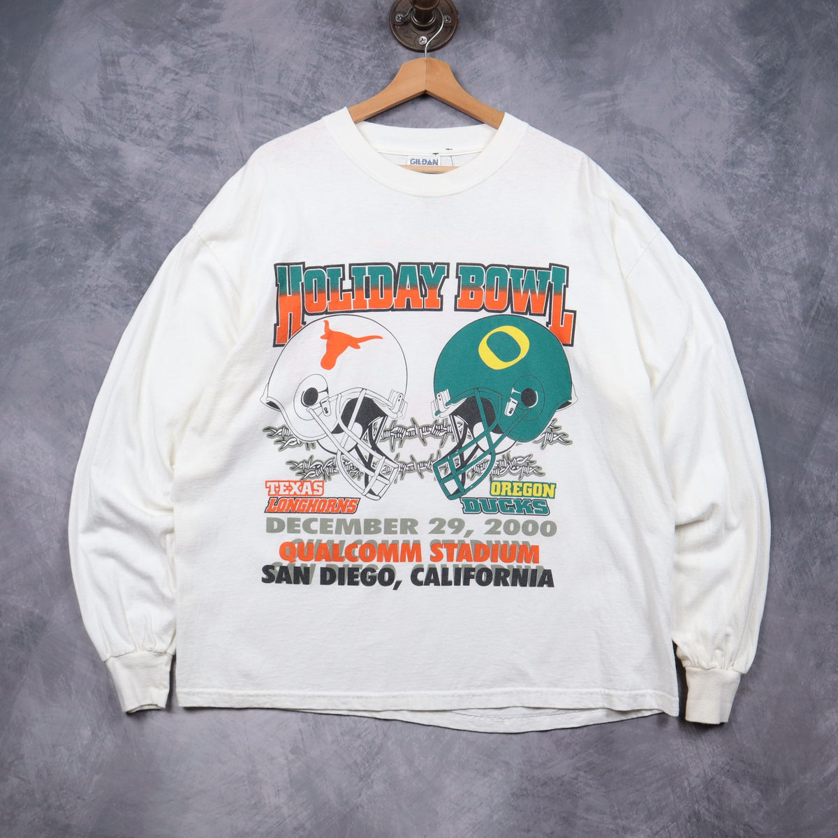 2000 White Holiday Bowl Texas vs Oregon Long Sleeve Shirt 5812