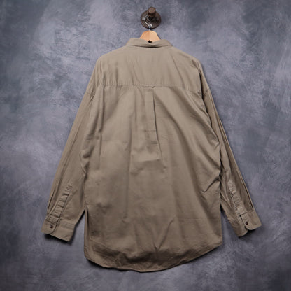 90s Khaki Chaps Ralph Lauren Crest Long Sleeve Button Up Shirt 5317