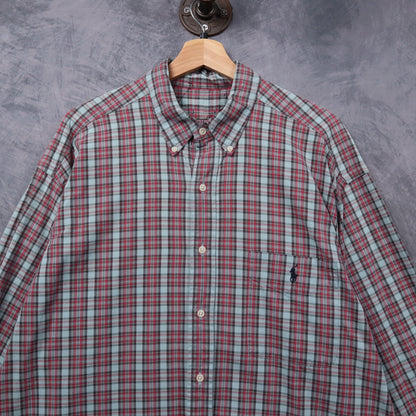 90s Red Plaid Ralph Lauren Long Sleeve Button Up Shirt 5316