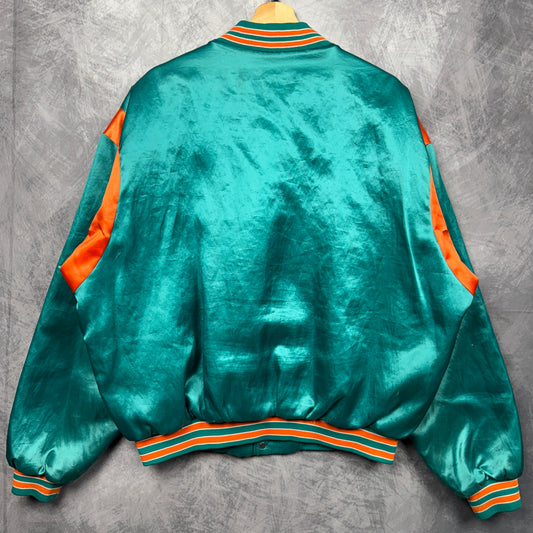80s Teal Miami Dolphins Satin Jacket 4080