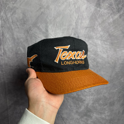 90s Texas Longhorns Sports Specialties Double Line Script Snapback Hat 4630