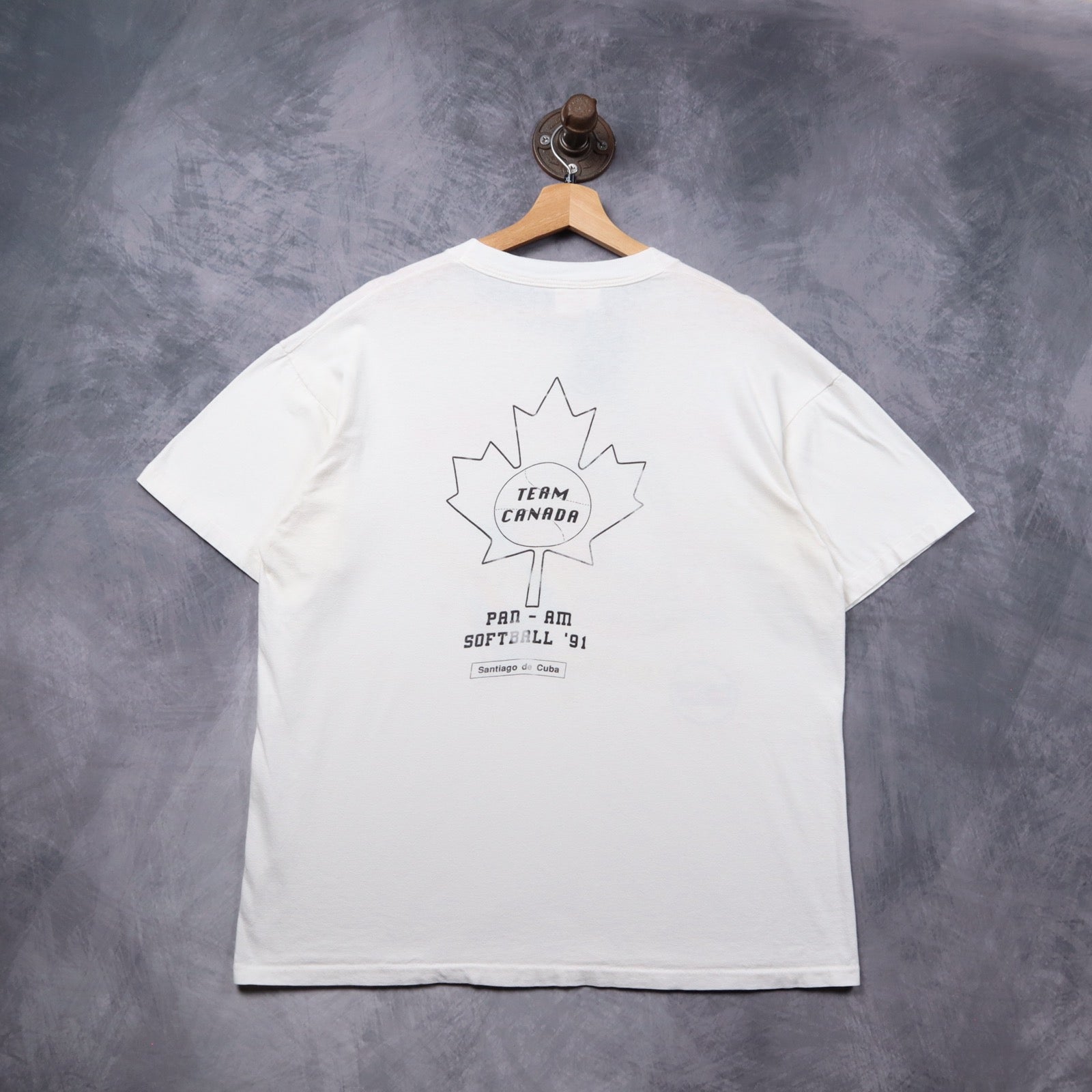 1991 White Easton Weekend Warrior Team Canada Pan-Am Softball Shirt 5354