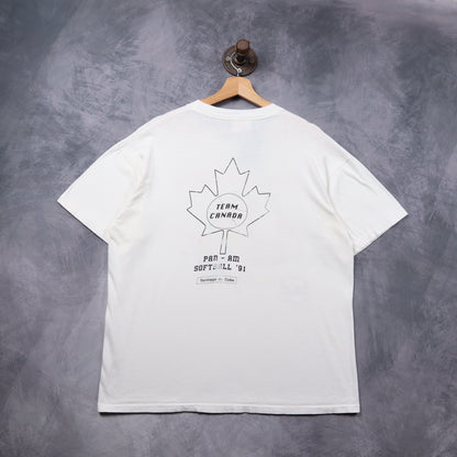 1991 White Easton Weekend Warrior Team Canada Pan-Am Softball Shirt 5354