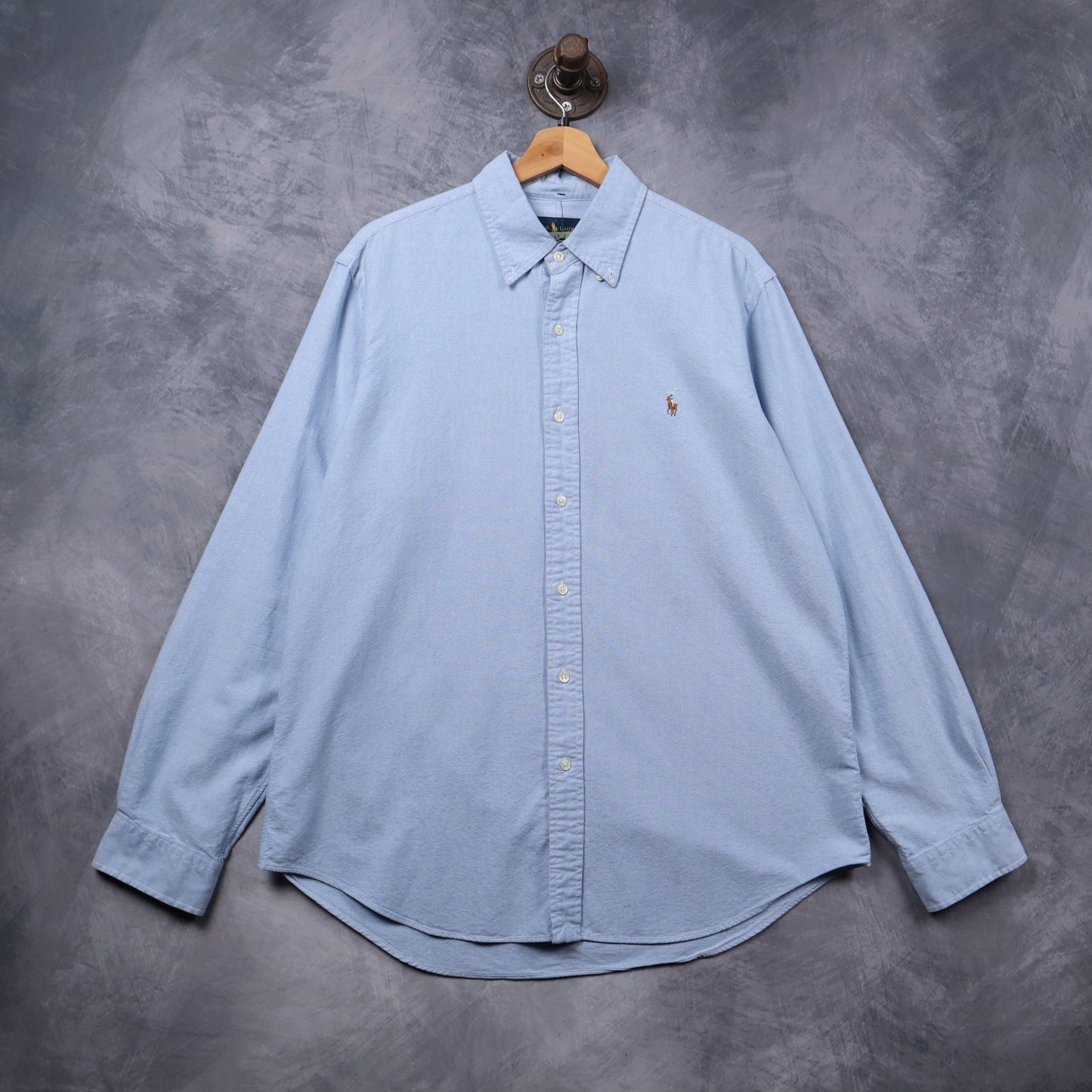 00s Light Blue Polo Ralph Lauren Oxford Long Sleeve Button Up Shirt 5313