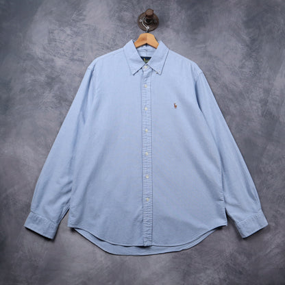 00s Light Blue Polo Ralph Lauren Oxford Long Sleeve Button Up Shirt 5313